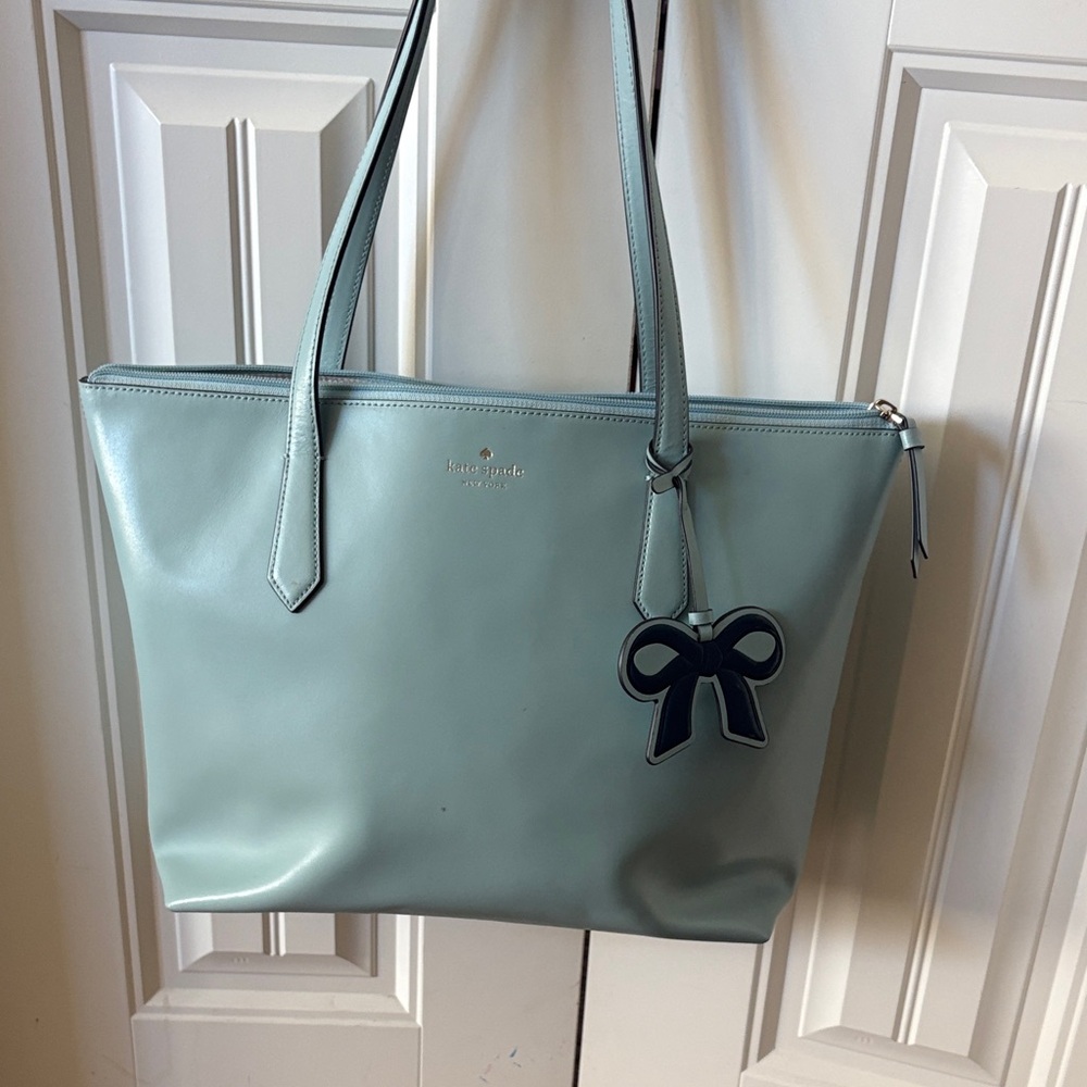 Kate Spade Light Blue Tote with Bow Accent